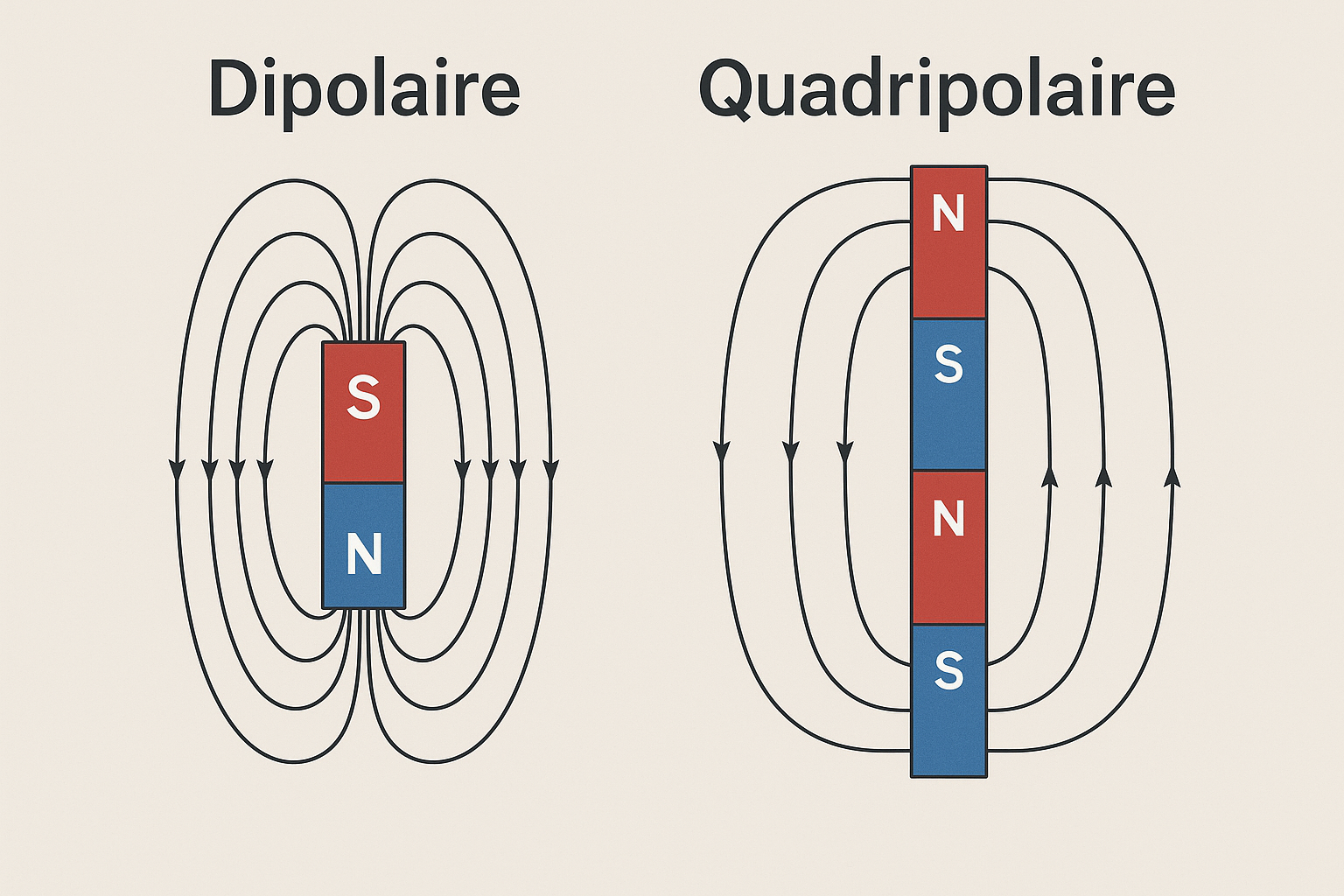 Illustration pour la question: Existe-t-il des aimants unipolaires ? Quadripolaire ? Ou sans polarité ?